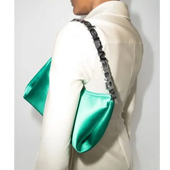 Alexander Wang Satin Shoulder Bag in Emerald Green - Picture 2 of 8